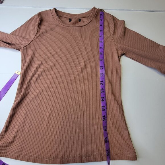 BROWN Long Sleeve Top Ruffled Bell Sleeves Top Size XS/S - Picture 6 of 9